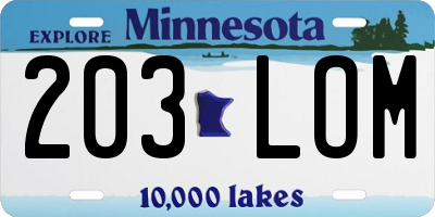 MN license plate 203LOM