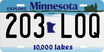 MN license plate 203LOQ
