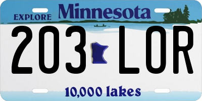MN license plate 203LOR