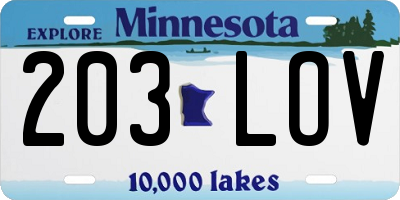 MN license plate 203LOV