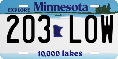 MN license plate 203LOW
