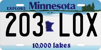 MN license plate 203LOX