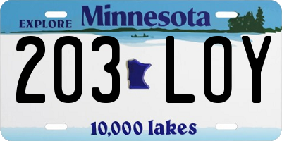 MN license plate 203LOY