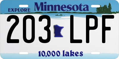MN license plate 203LPF