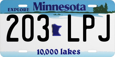 MN license plate 203LPJ