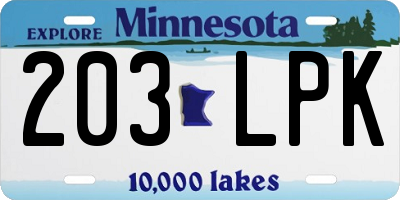 MN license plate 203LPK