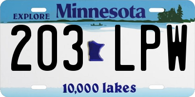MN license plate 203LPW