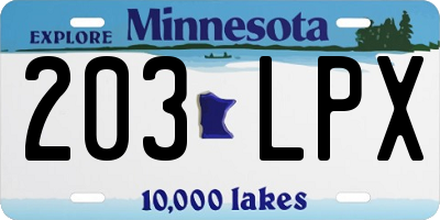 MN license plate 203LPX