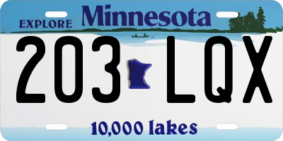 MN license plate 203LQX