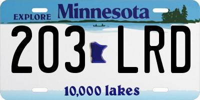 MN license plate 203LRD