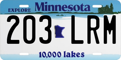 MN license plate 203LRM