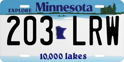 MN license plate 203LRW