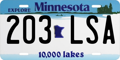 MN license plate 203LSA