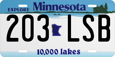 MN license plate 203LSB