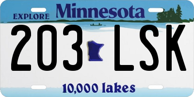 MN license plate 203LSK