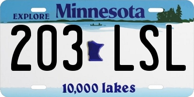 MN license plate 203LSL