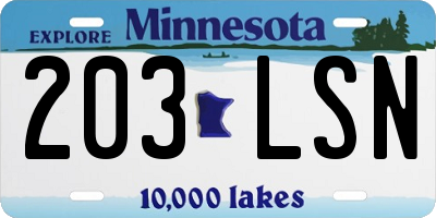MN license plate 203LSN