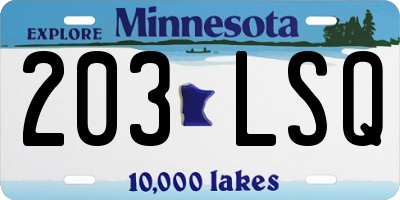MN license plate 203LSQ
