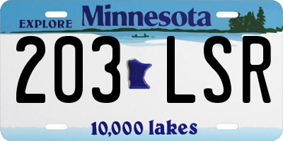 MN license plate 203LSR