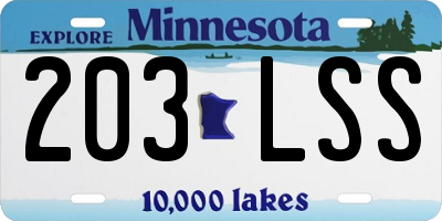 MN license plate 203LSS