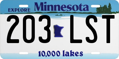 MN license plate 203LST