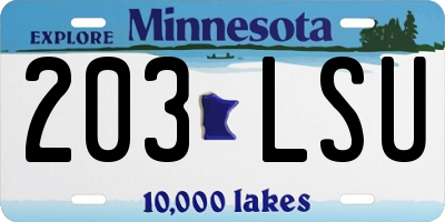 MN license plate 203LSU