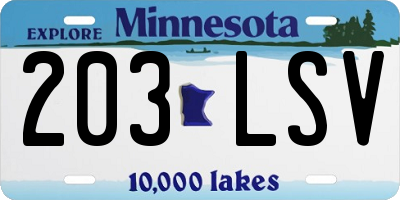 MN license plate 203LSV