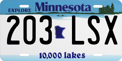 MN license plate 203LSX