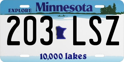 MN license plate 203LSZ