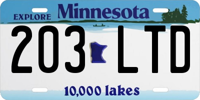 MN license plate 203LTD