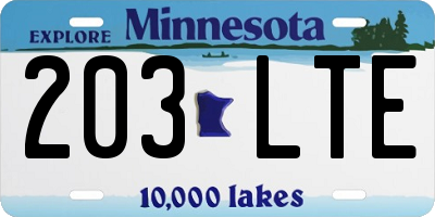 MN license plate 203LTE