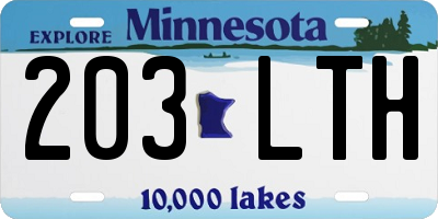 MN license plate 203LTH