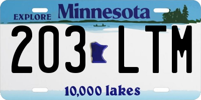 MN license plate 203LTM