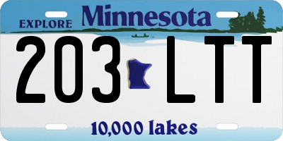 MN license plate 203LTT