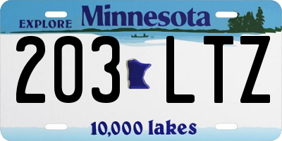 MN license plate 203LTZ