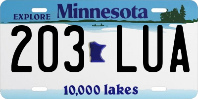 MN license plate 203LUA
