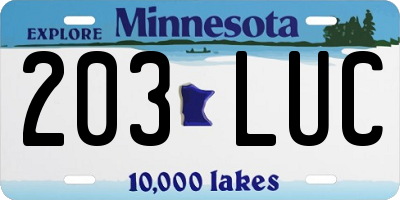 MN license plate 203LUC
