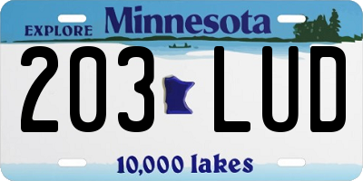 MN license plate 203LUD