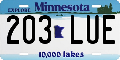 MN license plate 203LUE
