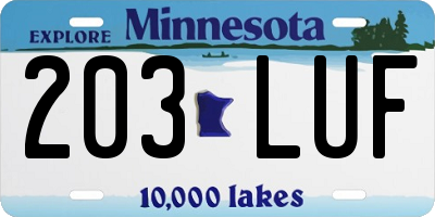 MN license plate 203LUF