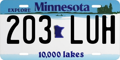 MN license plate 203LUH