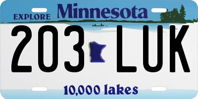 MN license plate 203LUK