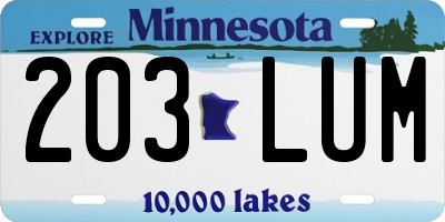 MN license plate 203LUM