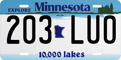MN license plate 203LUO
