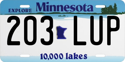 MN license plate 203LUP