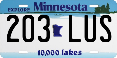 MN license plate 203LUS
