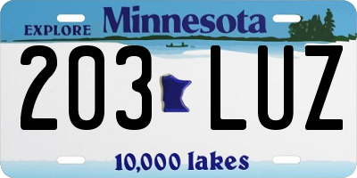 MN license plate 203LUZ