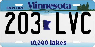 MN license plate 203LVC