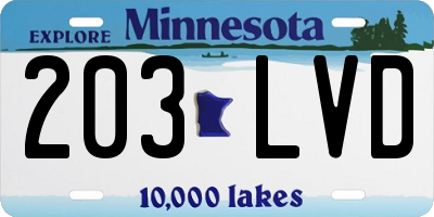 MN license plate 203LVD