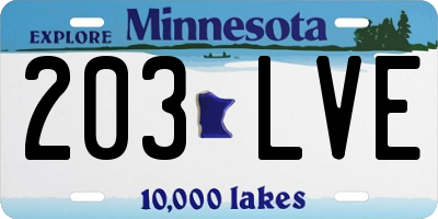MN license plate 203LVE